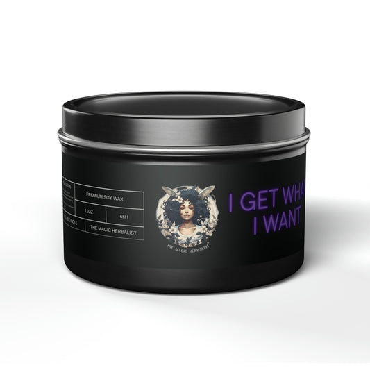 I Get What I Want | Premium Multipurpose Enchanted Tin Candle for Manifesting Desires